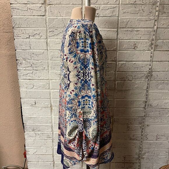 DR2 Paisley Hi Lo Split Neck Peasant Boho Blouse XL - Picture 5 of 13